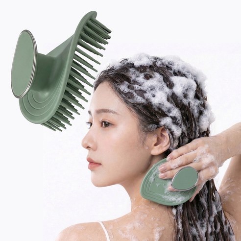 원앤미 샴푸 두피 마사지기 브러쉬, 1개, 그린