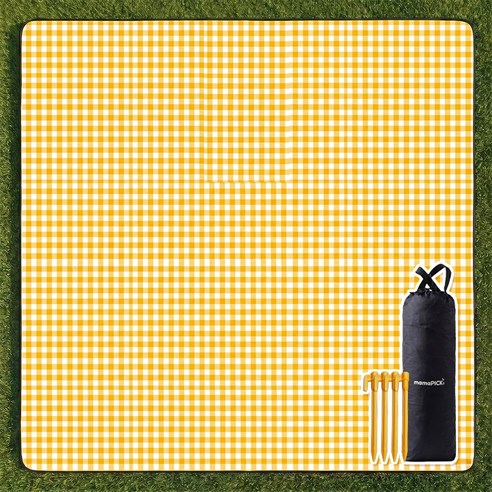 마마픽스 두꺼운 대형 돗자리 피크닉 매트, 03프리미엄200x200cm_옐로우체크