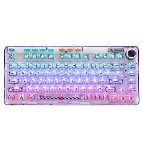 AULA F81 RGB 커스텀 3모드 유무선 기계식 키보드, 퍼플, 크리스탈 콜드축, 제조사축