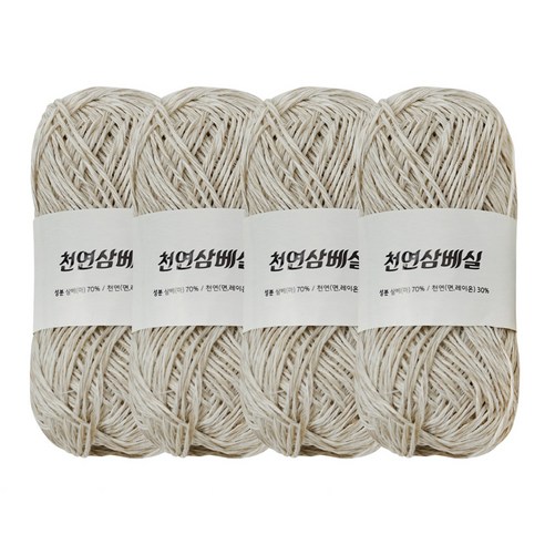 바토니팅 국산 천연 삼베실 50g x 4P 친환경 제로웨이스트 수세미실 행주 뜨개실, 03번 4P, 1개