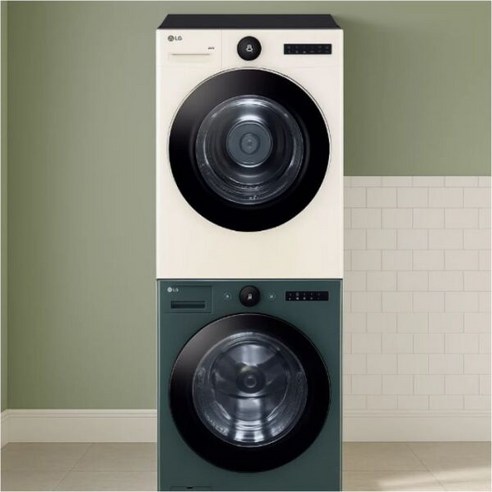 LG 트롬 오브제컬렉션 + 건조기 + 스태킹키트 KX25GA-20EN 세탁25kg 건조20kg 방문설치, 네이처 그린 + 네이처 베이지