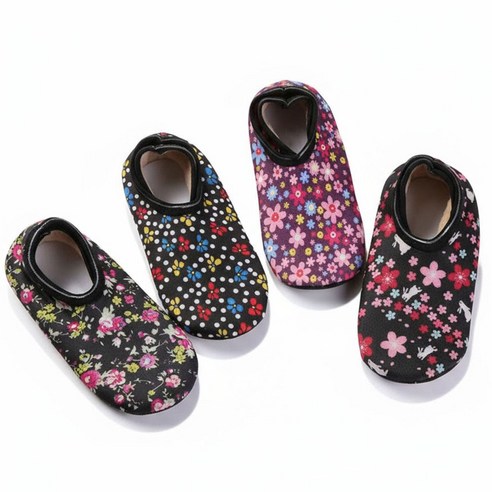 꽃무늬 논슬립 실내 기모 덧신 4개 혼합