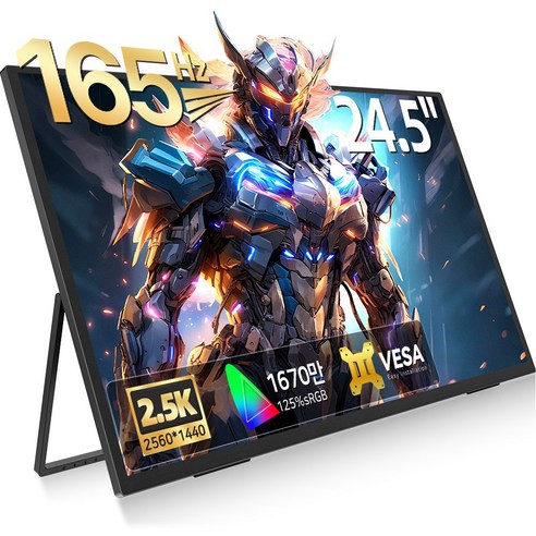 UPERFECT 2.5K 165Hz 24.5'' 포터블 모니터 게임용 DEX IPS 초대형 스크린 휴대용 모니터 UGame, 62.2cm, 블랙-노터치