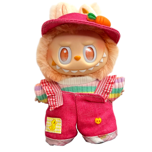 휘뚜마뚜 라부부 인형 키링 옷 드레스 17cm 1세대 3세대, 라부부옷 레드 세트 멜빵, 1개