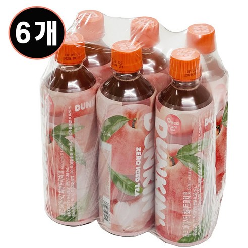 던킨 제로아이스티 화이트피치 홍차, 6개, 500ml