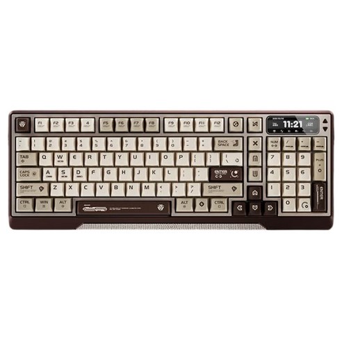 FOCUS CTRL100 3모드 유무선 키보드 PP 보강 버전, 아노다이징 브라운 샌드 골드, 밀크 옐로축, 제조사축
