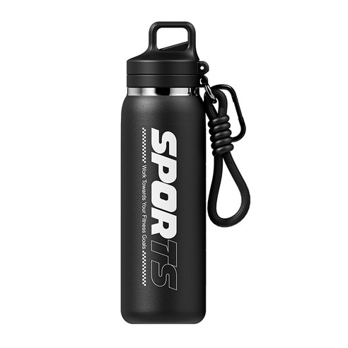 YONIVI 대용량 이중 진공 빨대 스텐 냉온 텀블러, 1개, 600ml, 블랙