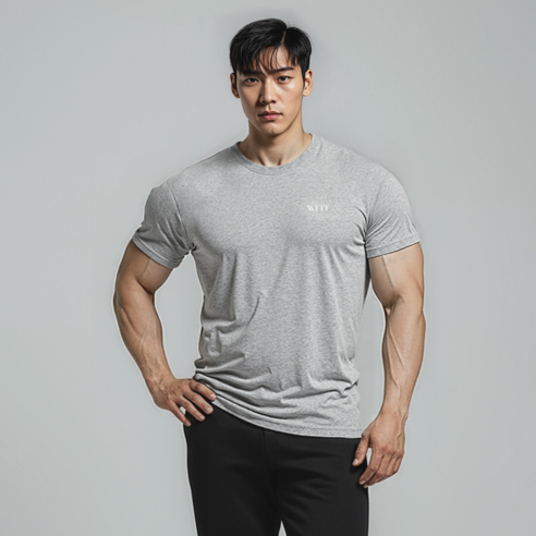 어깨 넓어보이는 머슬핏 반팔 티셔츠 스포츠양말 장목 증정 더블엑스핏