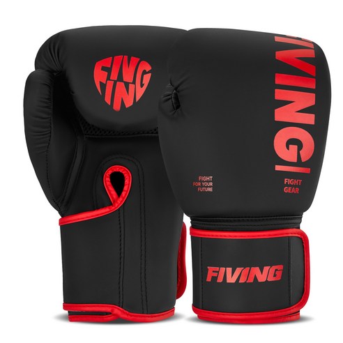 FIVING 복싱 글러브 MMA 트레이닝 글러브 성인 남녀 10 12 14 16oz, 1세트, 블랙+레드