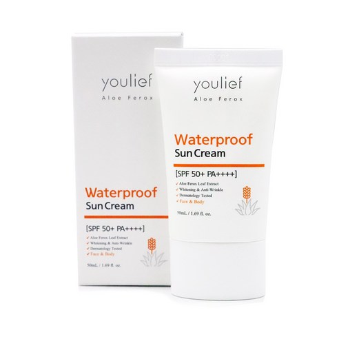 유리프 워터프루프 선크림 50ml/SPF50/물놀이/바디/자외선차단, 유리프 워터프루프 선크림, 50ml, 1개