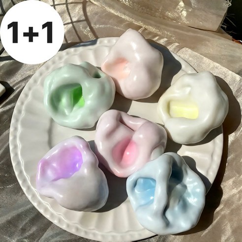찹쌀떡 말랑이 스퀴시 스퀴지, 1개, 핑크2개