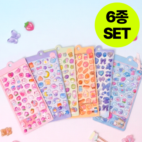 3D 입체 스티커 꾸미기 6종 폰꾸 다꾸 DIY 폰꾸미기, 1개, 6종세트