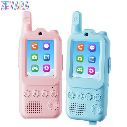 Zevara 휴대용 무전기 USB 충전식 영상 통화를 생활 워키토키 옥외 활동, 1세트, 블루+핑크