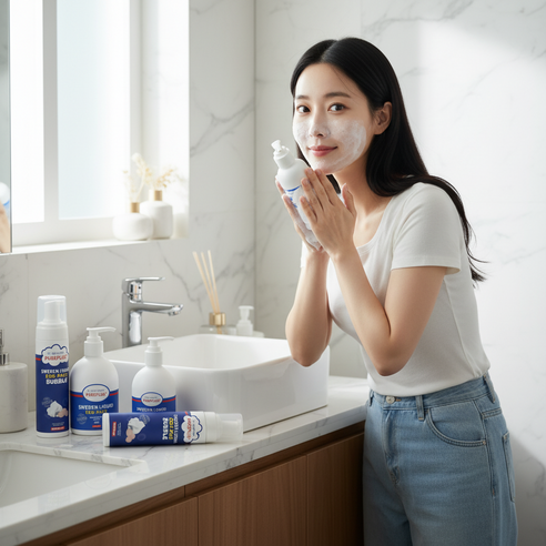 [특가전]퓨어플러스 스웨덴 리퀴드 에그팩 300ml 클렌징폼 팩겸용 액상비누 이미지 3