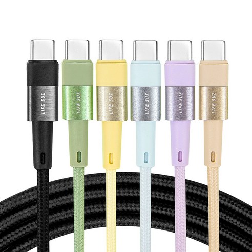 라이프썸 C to C 타입 60W 고속충전 케이블 1.5M (LFS-HA62) 5종, 1개, 블랙, 150cm