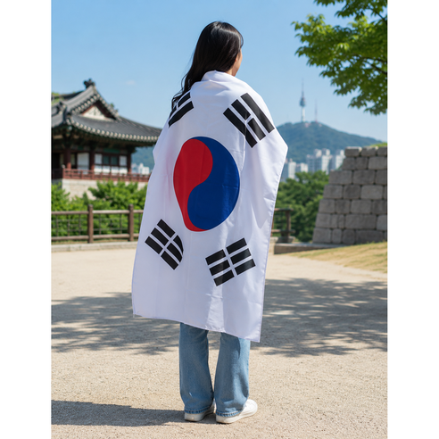 무네오 태극기 145cm x 90cm, 1개, 화이트