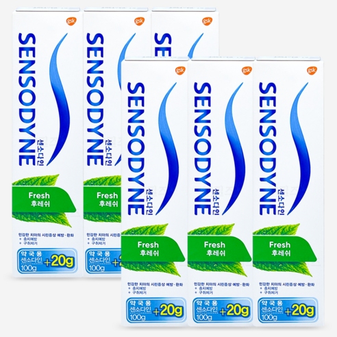 센소다인 후레쉬 치약 민트향, 120g, 6개