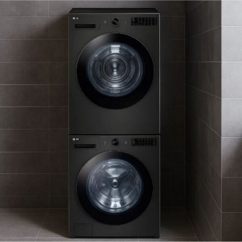 LG 트롬 오브제컬렉션 + 건조기 + 스태킹키트 KG24K-20K 세탁24kg 건조20kg 방문설치, 스페이스 블랙 + 스페이스 블랙