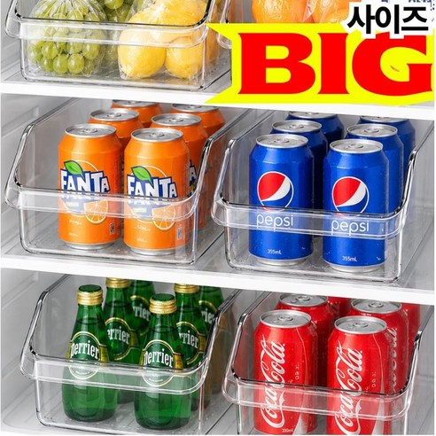 하코리 냉장고 정리 대형 다용도 트레이, 4개, 투명