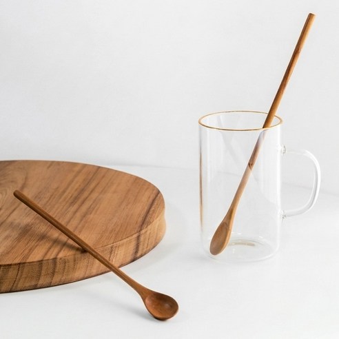 딱다구리 리프 머들러 롱 티스푼 25cm, 2개, 우드