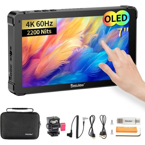 Desview OL7 카메라 필드 모니터 7인치 OLED 터치스크린 3D LUT HDR 파형 비디오 피킹 포커스 어시스트 4K HDMI 입출력 (DSLR용)
