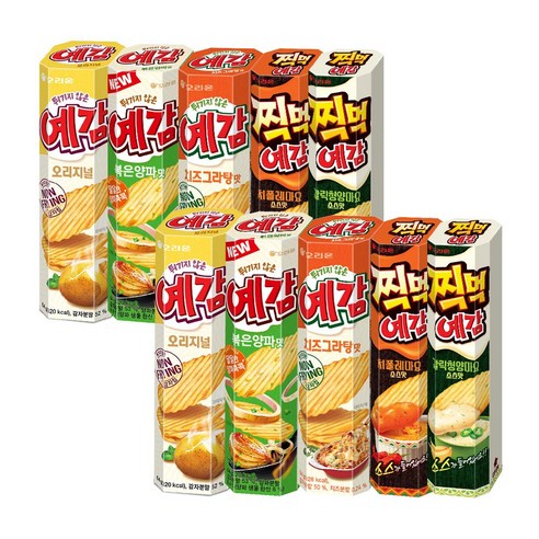 오리온 예감 오리지널 64g 2개 + 예감 치즈그라탕 64g 2개 + 예감 볶은양파 64g 2개 + 찍먹예감 갈릭청양마요소스맛 76g 2개 + 찍먹예감 치폴레마요소스맛 76g 2개