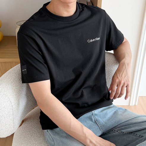 캘빈클라인 남성 베이직 로고 코튼 반팔 티셔츠 데일리 캐주얼웨어