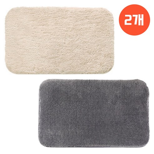 루보르 1+1 빨아쓰는 미끄럼방지 푹신한 욕실 발매트, 그레이+아이보리, 도톰 버전 (3cm)