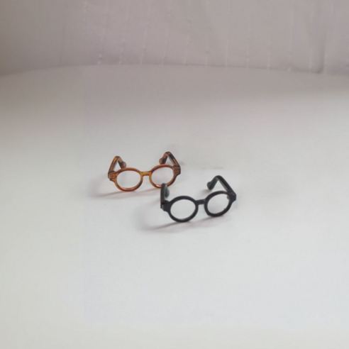 인형 안경 5cm 솜인형용 작은 인형 아이돌 키링, 1세트, 블랙+레오파드