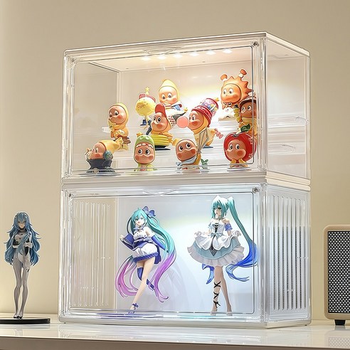 Curious Pony 피규어 장식장 led 투명 아크릴 케이스 탈부착 가능한 계단형 선반 이미지 4