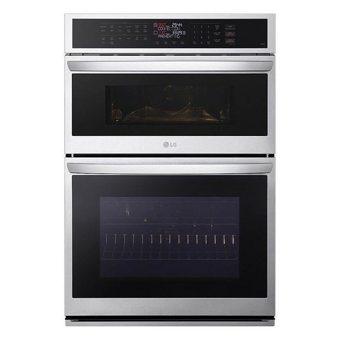 LG 6.4 cu. ft. 팬 컨벡션이 있는 스마트 콤비 월 오븐 프린트 방지 스테인리스 스틸 에어 프라이