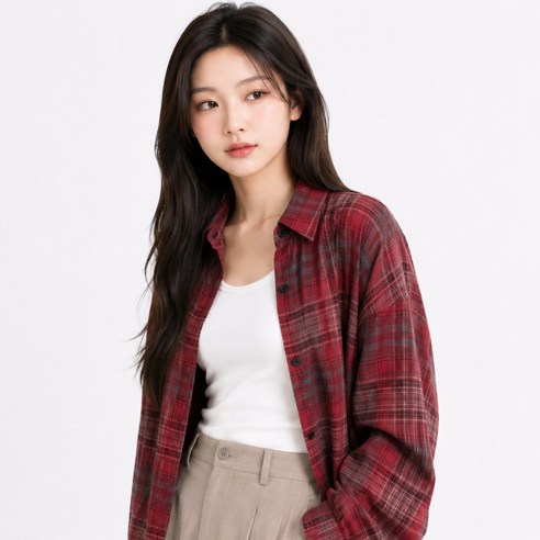 하미하미 여성 체크남방
