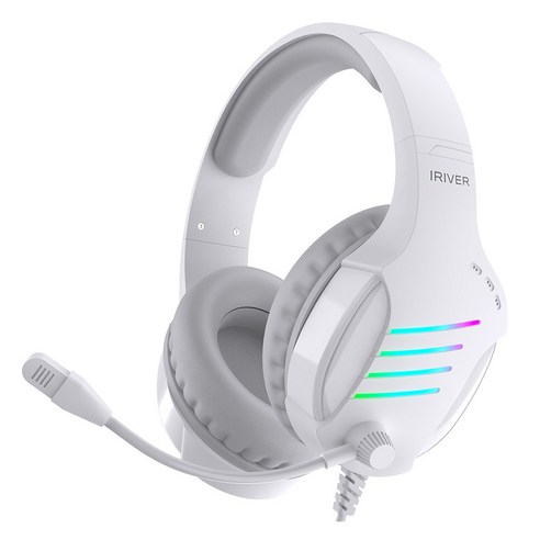 아이리버 노이즈 캔슬링 마이크 레이보우 LED USB 게이밍 헤드셋, EQwear-G7H, WHITE