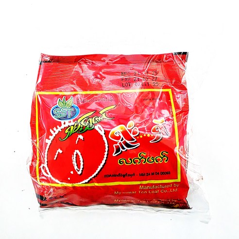 미얀마 사워 스파이시 발효 찻잎 (차나무잎 38.49%함유) Myanmar Tea Leaf, 1개, 10개입, 16g