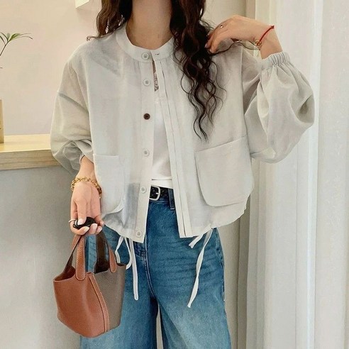 COSYEVNO 여름 면마 아우터 루즈핏 캐주얼 솔리드 여성 긴팔 재킷
