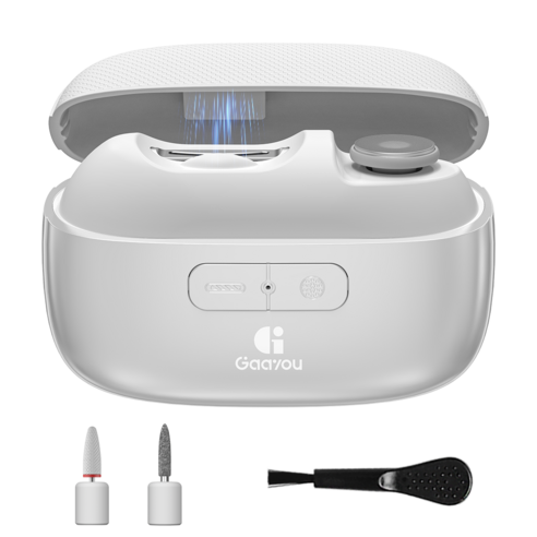 Gaayou 전동손톱깎이 자동손톱갈이 전동손톱 정리 도구 스마트 전동 손톱깍이 충전식 자동 손톱깍기 네일케어도구 저소음 라이트 내장 전동 손톱깎이, 화이트, 1세트