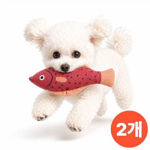 Ssoa 강아지 물고기 장난감 인형 삑삑이 딸랑이 애착인형 2개세트, 2개, 레드