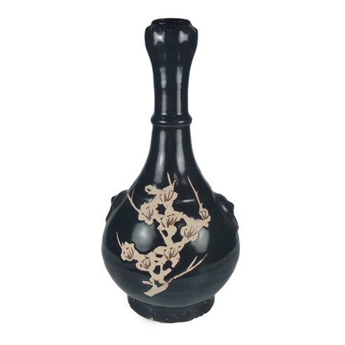 博古珍藏宋代吉州窯風格蒜頭瓶, 黑釉- 花瓶/陶器| 酷澎