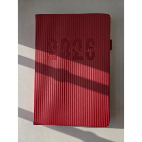 DOA양지 2026년 날짜형 노트 플래너 A5 다이어리 업무용 수첩 일기장 만년다이어리 노트, 빨간색 줄무늬
