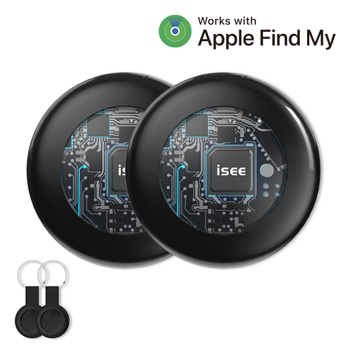 아이시(isee) 애플인증 아이폰 전용 Find My 아이시태그 트래커 스마트태그 미아방지 위치추적기 나의찾기 호환, 2개, 블랙(아이폰전용)
