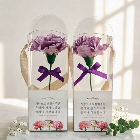 비누꽃 한 송이 카네이션 2종 세트, 퍼플, 1개