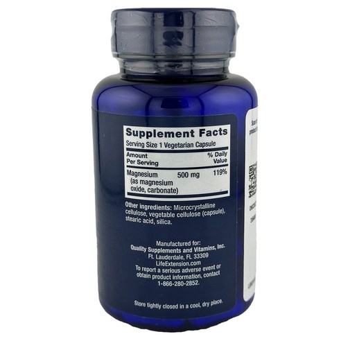 라이프익스텐션 마그네슘 캡 500mg 베지테리안 캡슐 100정, 1개 이미지 2