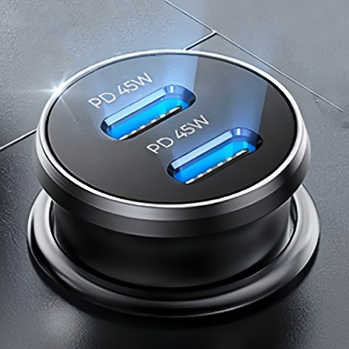 Lisen 차량용 초고속 시거잭 충전기 90W 듀얼 C타입 메탈소재 이미지 2