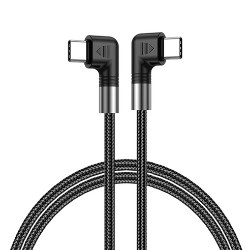 C to C ㄱ자형 고속충전 케이블 PD 100W E-Marker 5A, 1개, 블랙, 2m
