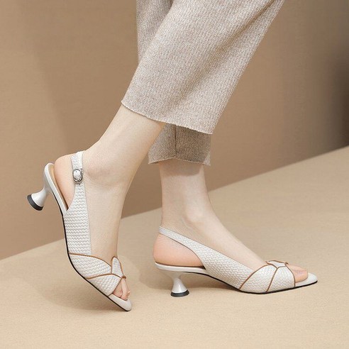 ZAJA 중년 여성 슬링백 여름 40대 50대 토오픈 힐 샌들 4cm