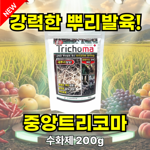 고추 뿌리활착 곰팡이 예방 발근제 트리코더마 하지아늄 중앙 트리코마 200g, 1개