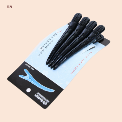 바다가 퍼펙트 헤어 클립 4p, 블랙, 1개