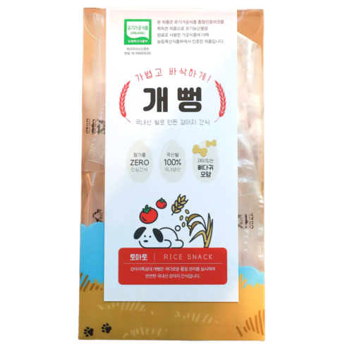 강아지특공대 유기농 강아지 쌀과자 뻥튀기 개뻥, 1개, 65g, 토마토