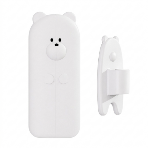 [티앤티스튜디오] 리틀베어 실리콘 문닫힘 방지 도어 스토퍼 문고정 걸이 안전장치, 화이트, 1개