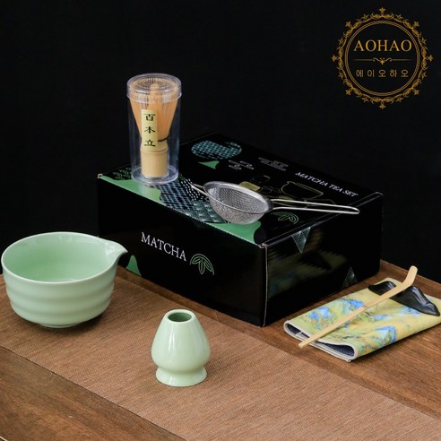 AOHAO Matcha whisk 말차도구 2/4/7 PCS 세트 차선, 연두색7pcs, 4세트
